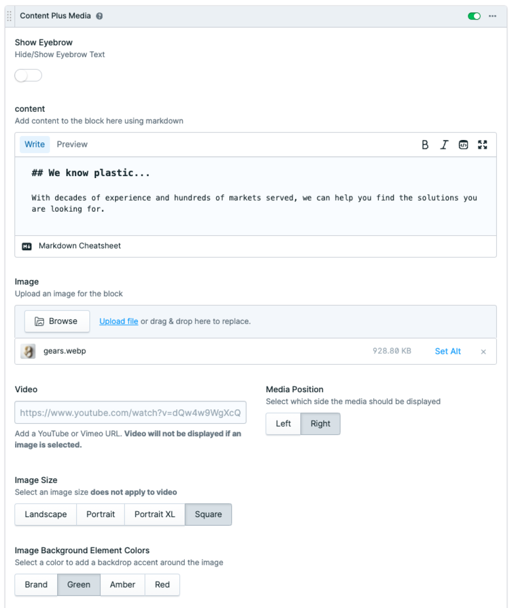 documentation/content plus media settings pt 1
