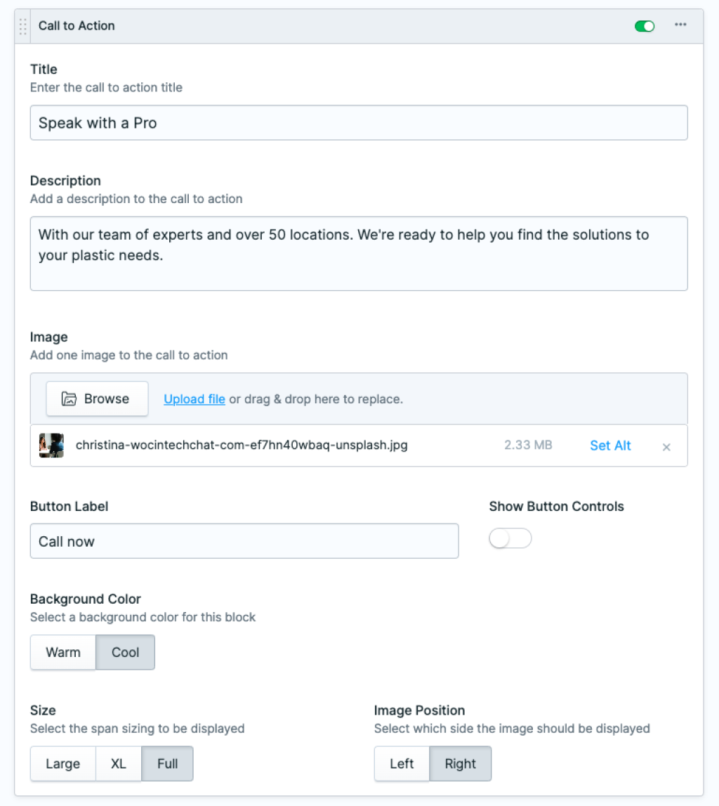 documentation/call to action blueprint