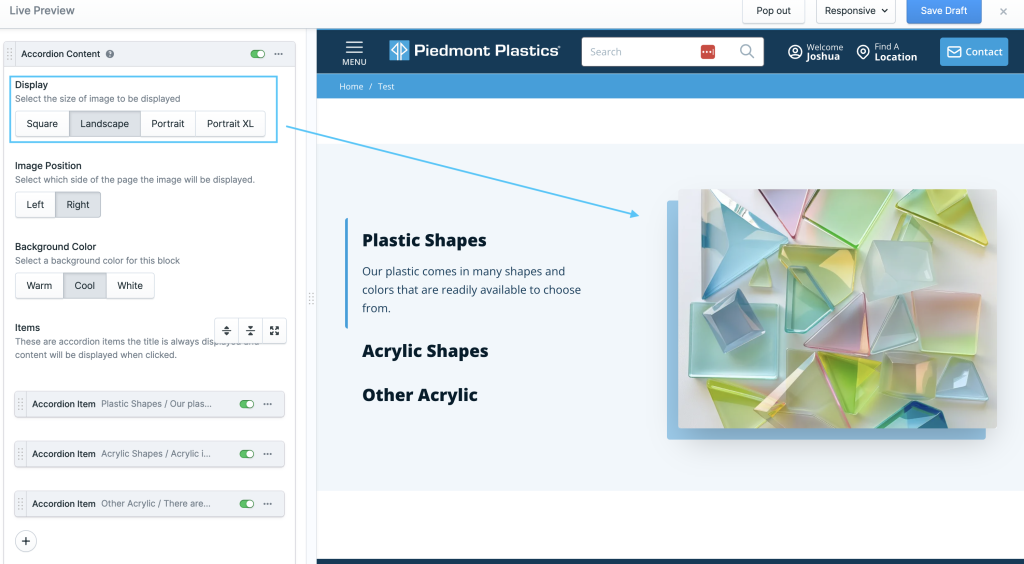 documentation/accordion content settings display