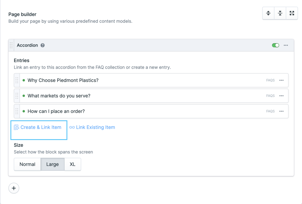 documentation/accordion page builder block link new