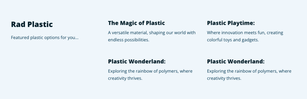 documentation/featured grid content 4 items and title