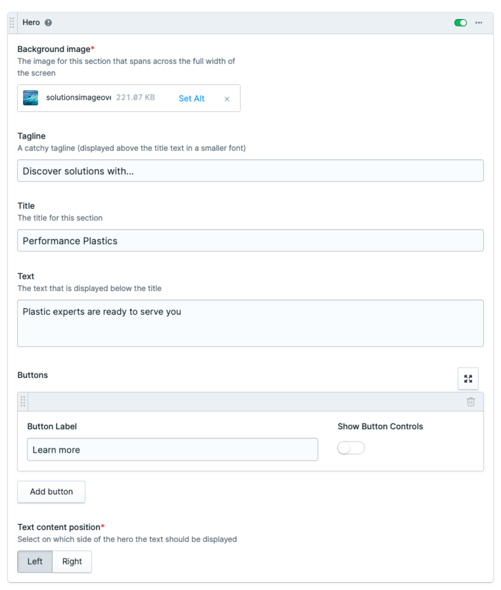 documentation/hero settings