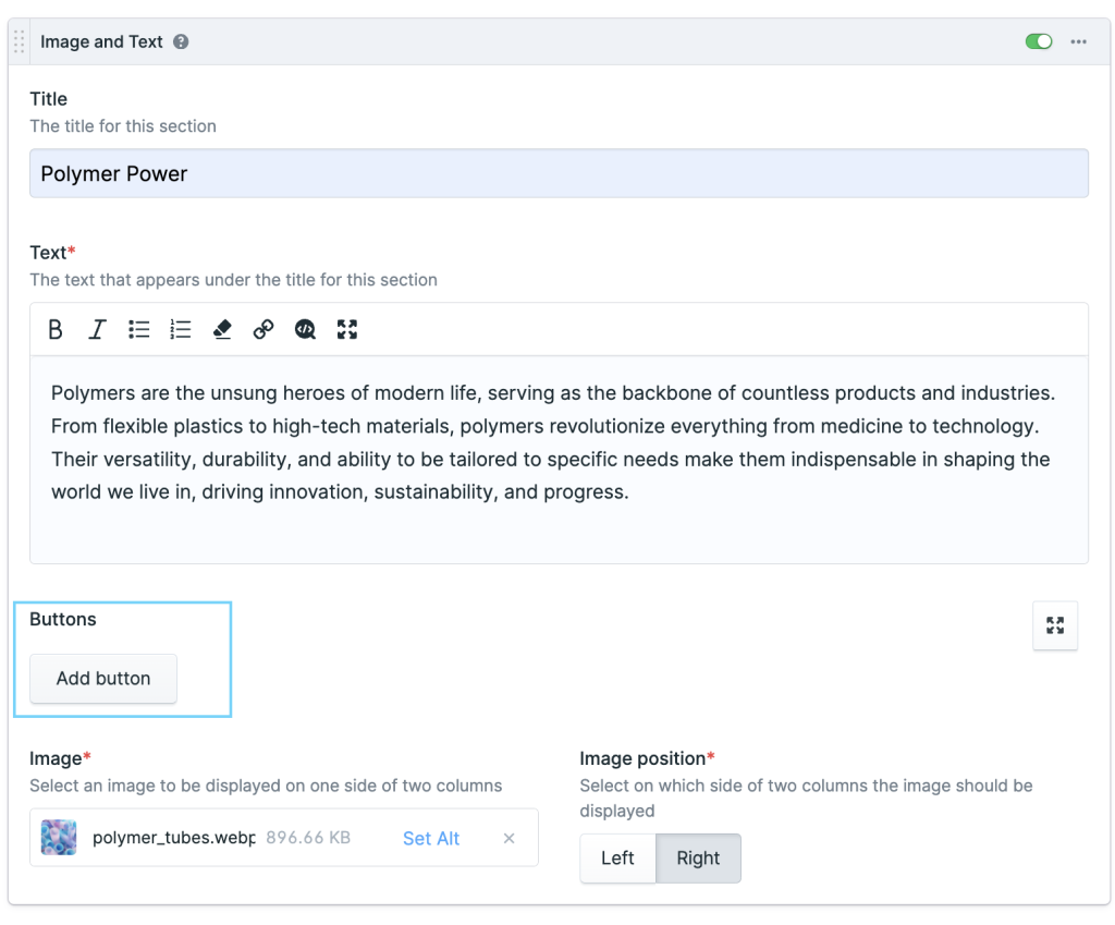 documentation/image and text add button