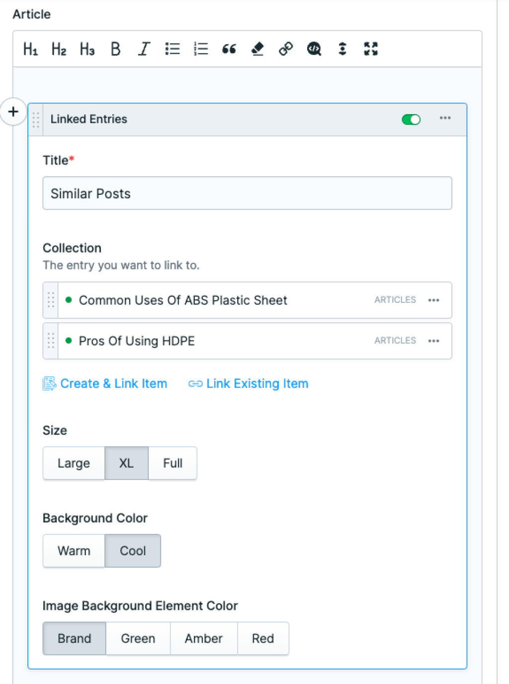 documentation/linked entries blueprint