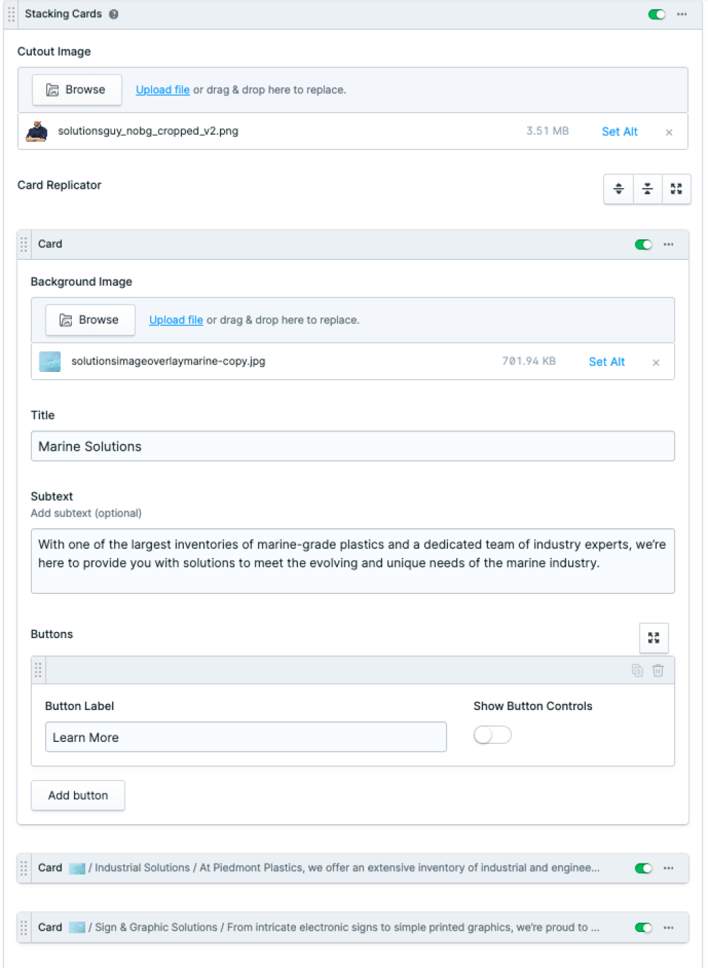 documentation/stacking cards blueprint