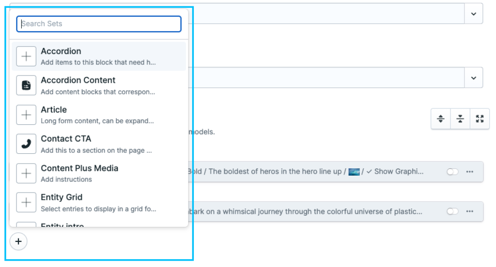 documentation/page builder block list