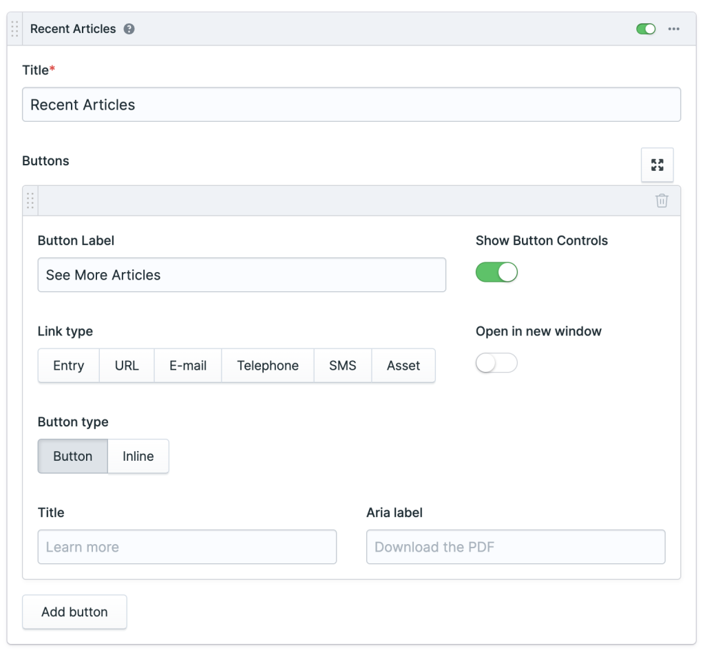 documentation/recent articles settings